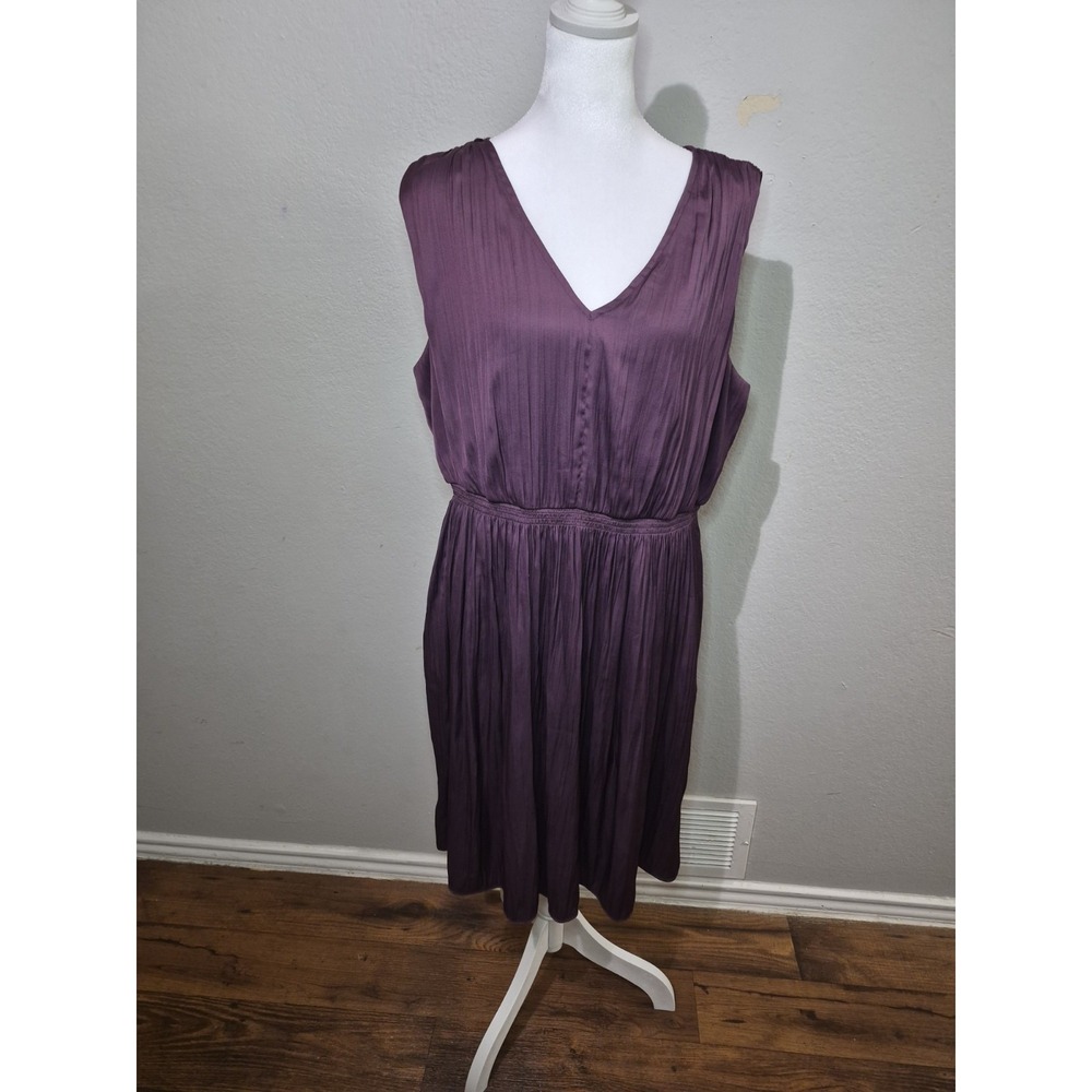 Simply Vera Wang Women Plum Midi Dress Sz XL Sleeveless Garden‎ Party Minimalist